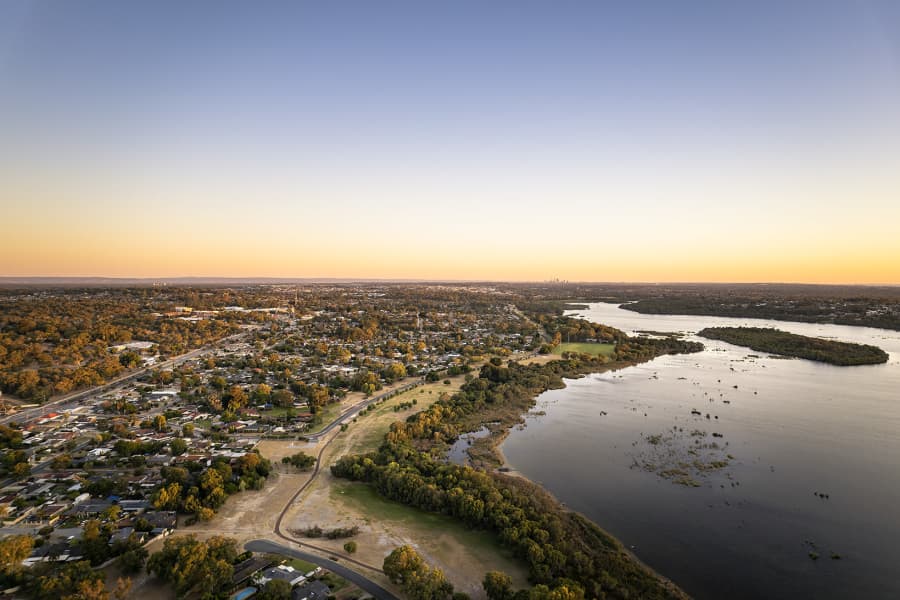 Aerial view of Sinagra WA highlighting residential real estate opportunities